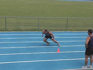 Adam November works on the Pro-Shuttle drill